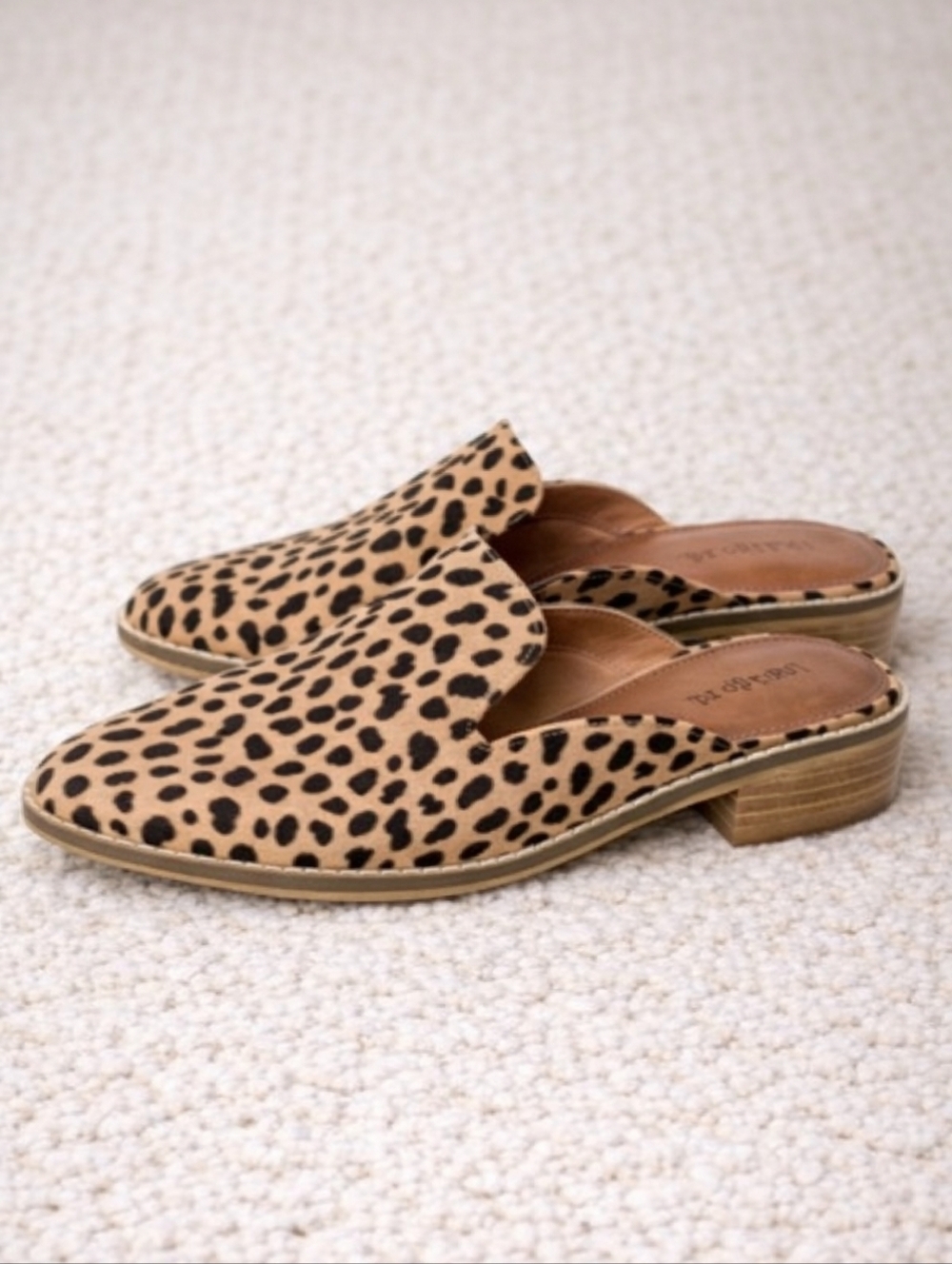 Indigo Rd. Leopard Print Slide Mule Heels Wooden Block Heel Women’s Size 8